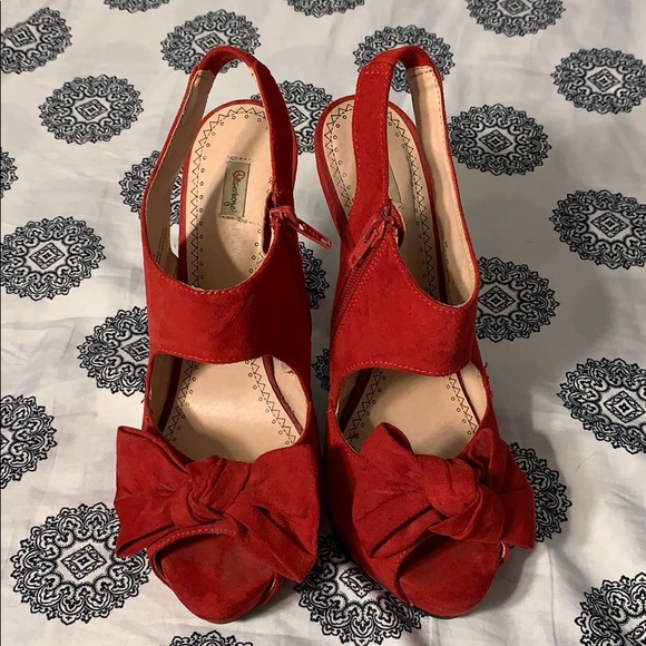 Red Suede Heels - Picture 2 of 8